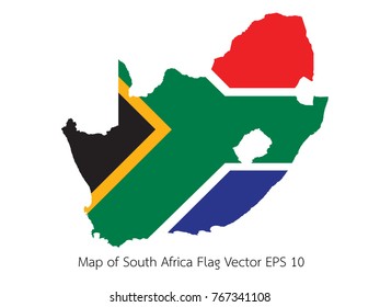 Map and flag South Africa of Vector EPS10