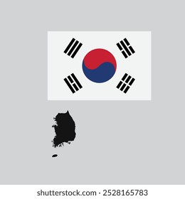 Map and flag South Korea of Vector EPS10 . south korea national flag . independence day design banner of south korea