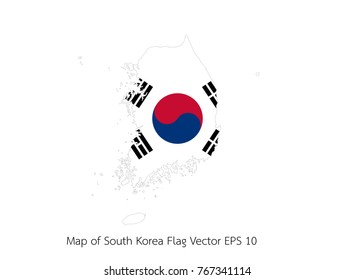 Map and flag South Korea of Vector EPS10