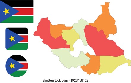 Mapa y bandera de Sudán del Sur