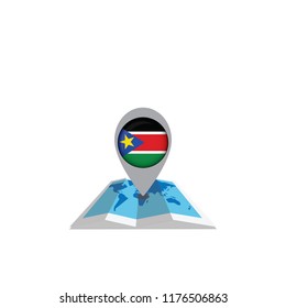 Map with flag of South Sudan isolated on white