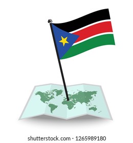 Map with flag of South Sudan isolated on white. check in. map vector illustration, eps10