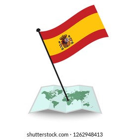 Map with flag of Spain isolated on white. check in. map vector illustration, eps10