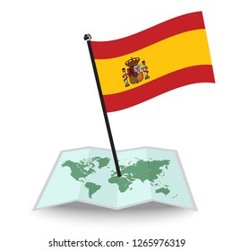Map with flag of Spain isolated on white. check in. map vector illustration, eps10
