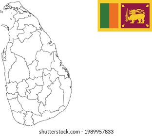 Map and flag of Sri Lanka