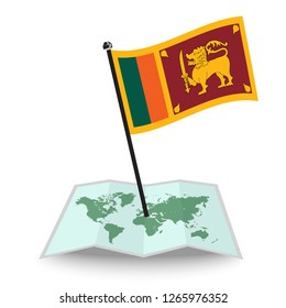 Map with flag of Sri Lanka isolated on white. check in. map vector illustration, eps10
