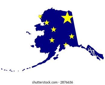 Map and flag of the State of Alaska