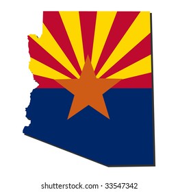 Map And Flag Of The State Of Arizona