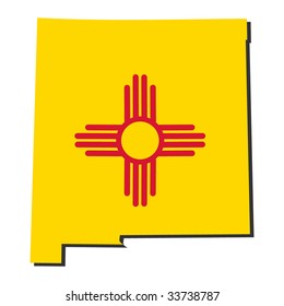 Map and flag of the State of New Mexico