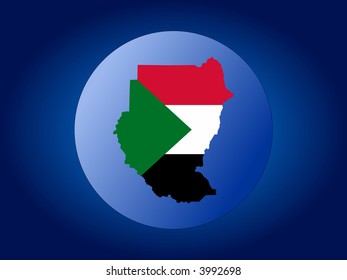 map and flag of Sudan globe illustration