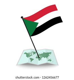 Map with flag of Sudan isolated on white. check in. map vector illustration, EPS10