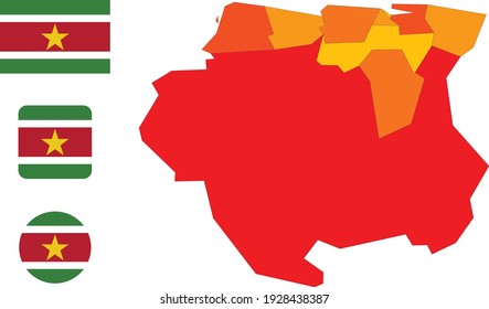 Map and flag of Suriname