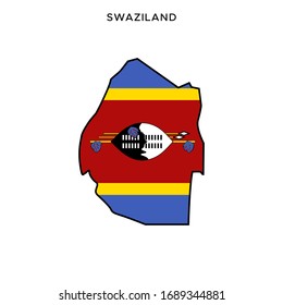 Map and Flag of Swaziland Vector Design Template with Editable Stroke