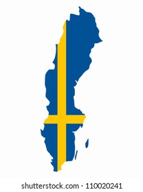 Map and flag of Sweden