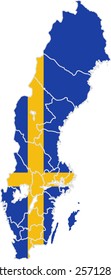 Map and flag of Sweden
