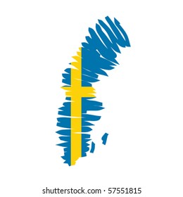 Map Flag Sweden Stock Vector (Royalty Free) 57551815 | Shutterstock