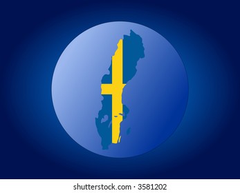 map and flag of Sweden globe illustration