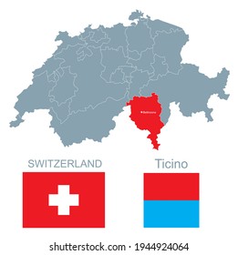 map and flag of the swiss canton Zug vector illustration