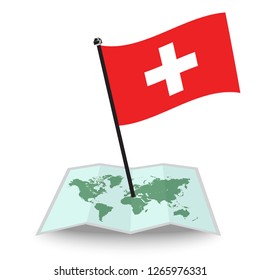 Map with flag of Switzerland isolated on white. check in. map vector illustration, eps10
