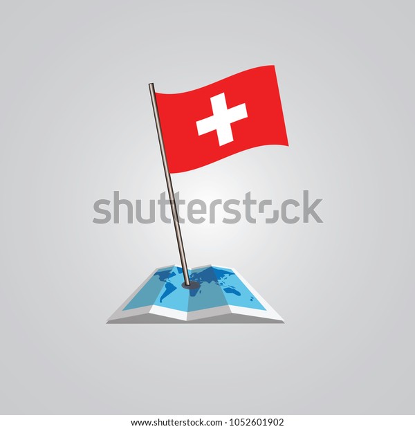 Map Flag Switzerland Isolated On White Stock Vector Royalty Free