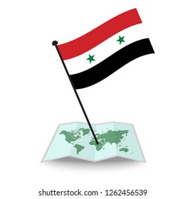 Map with flag of Syria isolated on white. check in. map vector illustration, EPS10