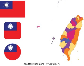 Map and flag of Taiwan