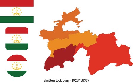Map and flag of Tajikistan