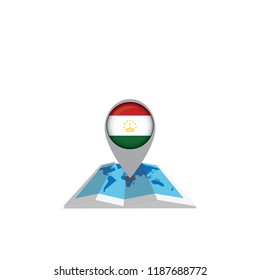 Map with flag of Tajikistan isolated