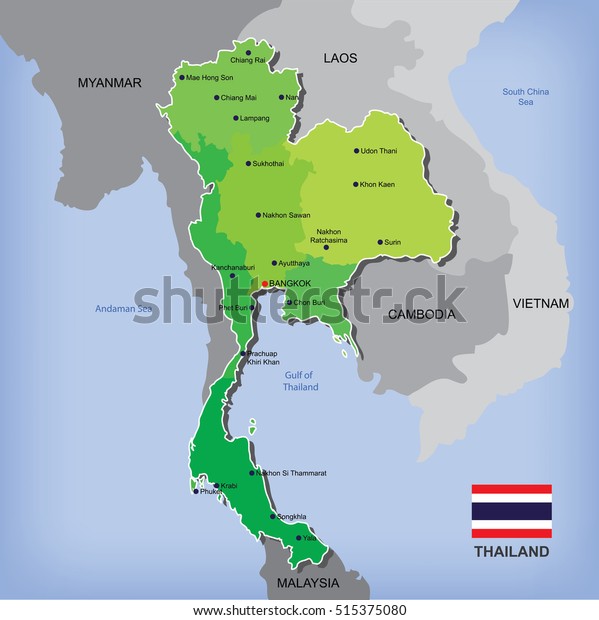 Karte Und Flagge Thailands Stock Vektorgrafik Lizenzfrei