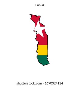 Map and Flag of Togo Vector Design Template with Editable Stroke