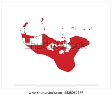 Map with flag of Tonga on a white background, National Day of Tonga, Tonga, Editable Vector illustration of Tonga flag, Constitution Day design, 4th November