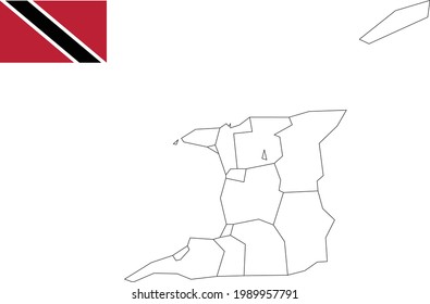 Map and flag of Trinidad And Tobago