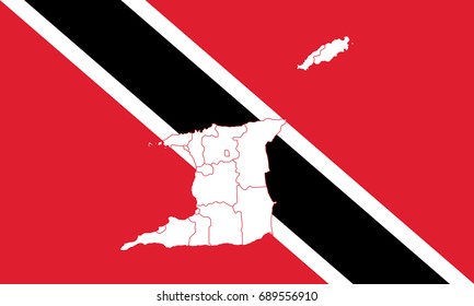 Map and flag of Trinidad and Tobago