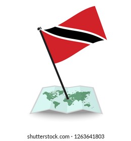 Map with flag of Trinidad and Tobago isolated on white. check in. map vector illustration, eps10
