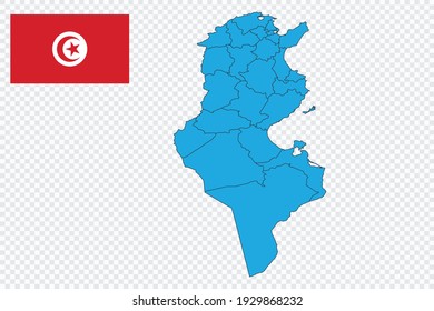 Map and flag of Tunisia