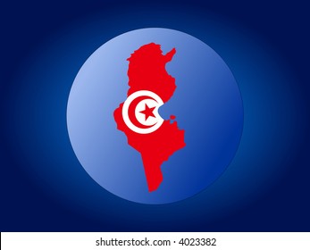Karte und Flagge Tunesiens, Globalgrafik