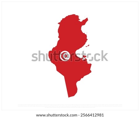 Map flag of TUNISIA on a white background, Editable Vector illustration of TUNISIA flag, National Day design, Map of Tunisia flat design, National Day of Tunisia