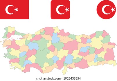 Map and flag of Turkey