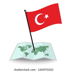 Map with flag of Turkey isolated on white. check in. map vector illustration, eps10
