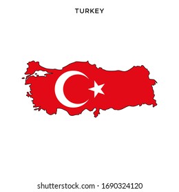 Map and Flag of Turkey Vector Design Template with Editable Stroke