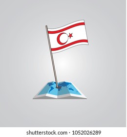 Map with flag of turkish Republic isolated on white. National flag for country of turkish Republic isolated, banner for your web site design logo, app, UI. check in. map Vector illustration, EPS10.