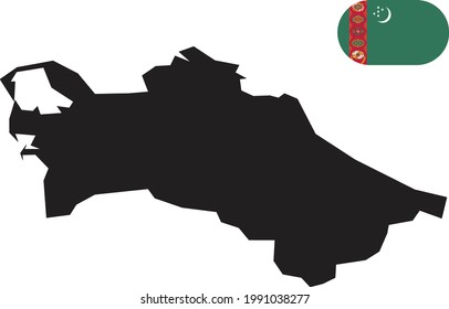 Map and flag of Turkmenistan
