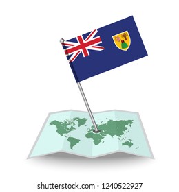 Map with flag of Turks and Caicos Islands isolated on white.