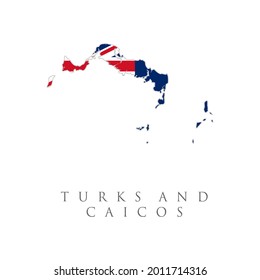 Mapa y bandera de las Islas Turcas y Caicos del Vector. La bandera del país en forma de fronteras. Ilustración vectorial de material aislada en fondo blanco.