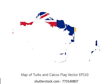 Map and flag Turks and Caicos of Vector EPS10