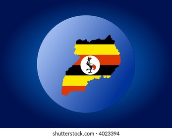Map and flag of Uganda globe illustration