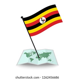 Map with flag of Uganda isolated on white. check in. map vector illustration, EPS10