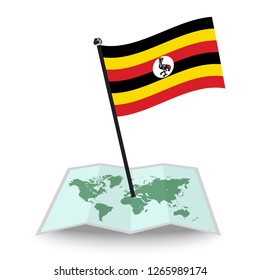 Map with flag of Uganda isolated on white. check in. map vector illustration, eps10