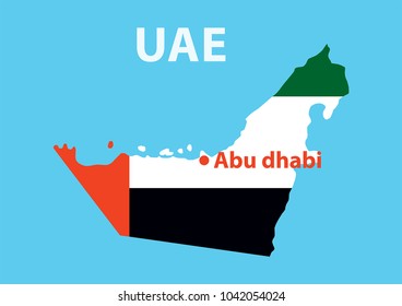 Map and flag of the United Arab Emirates