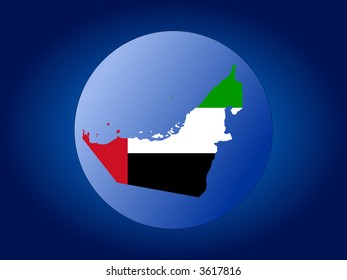map and flag of United arab Emirates globe illustration